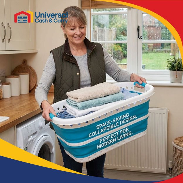 H+ Collapsible Hipster Laundry Basket 37L BLUE - Image 3