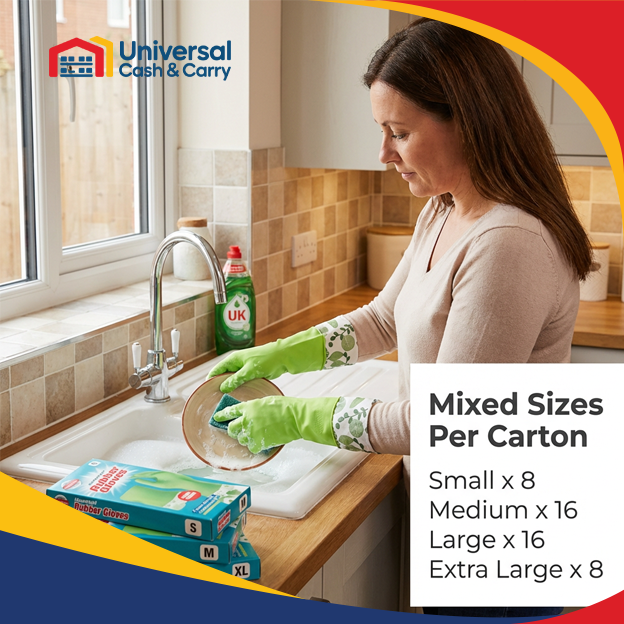 SW – Long Cuff Rubber Gloves, Green, Assorted Size - Image 2