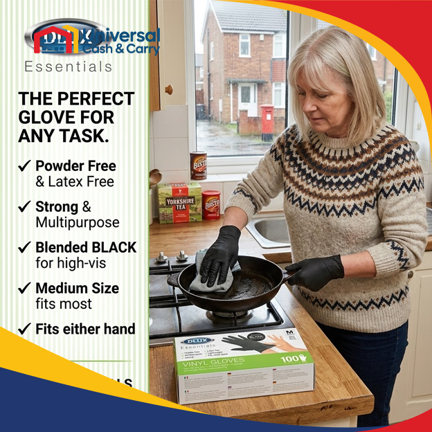 DL – 100pk Medium Black Vinyl Gloves – Powder Free - Image 3