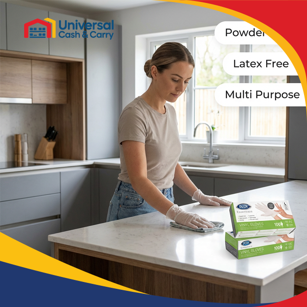 DL – 100pk Large Blue Vinyl Gloves – Powder Free - Image 2