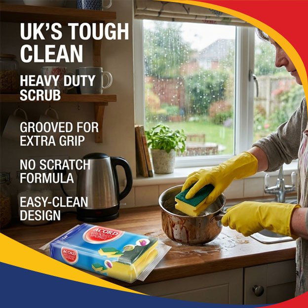 3pk Heavy Duty Grooved Sponges Scourers - Image 3