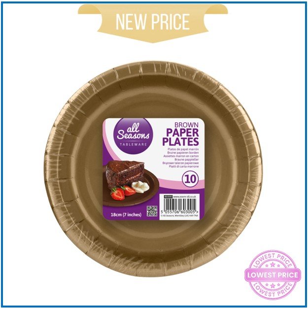 AS – 10pk Bronze Brown Paper Plate 18cm 7″