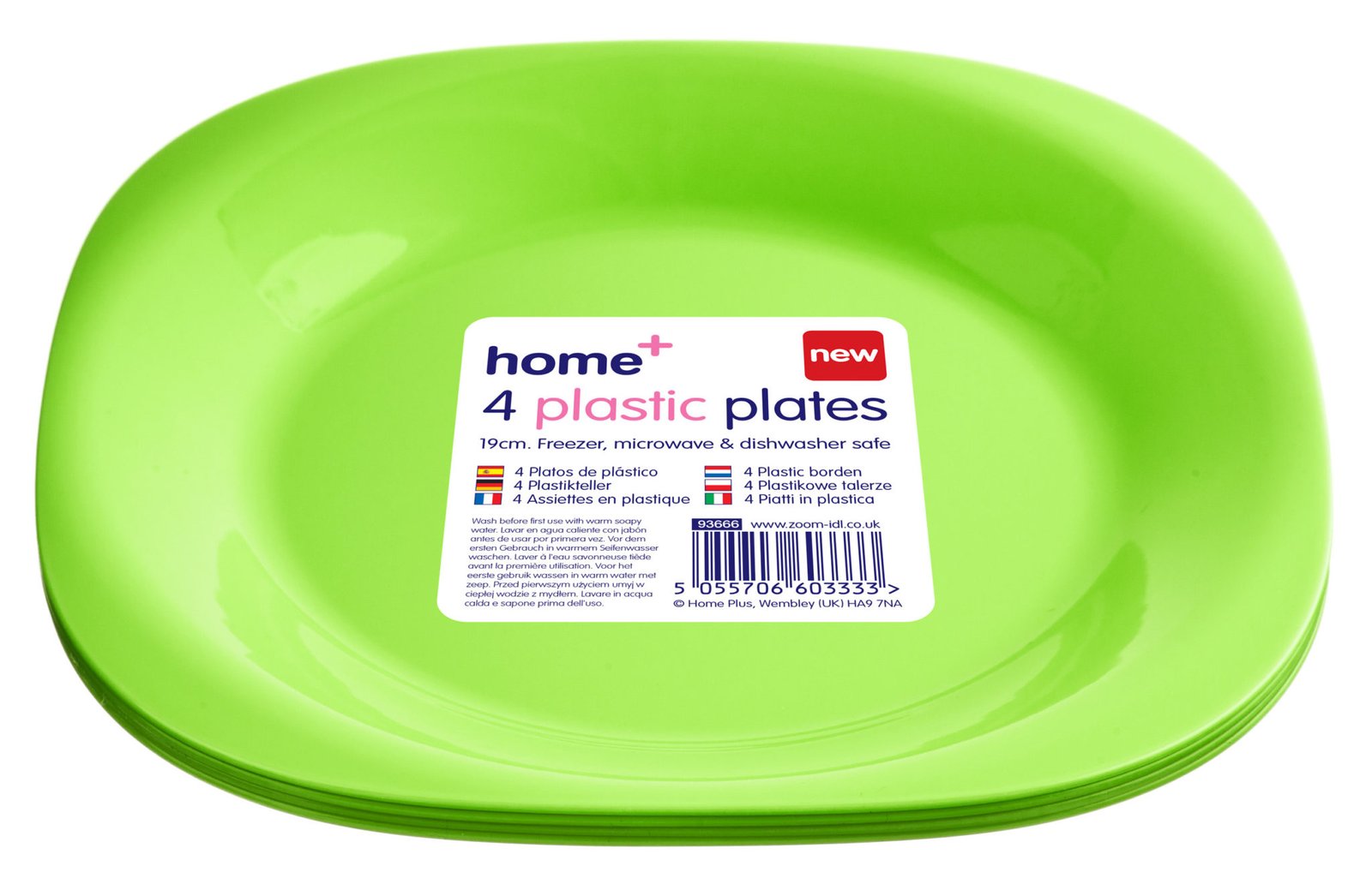 H+ 4pk 19cm Plastic Plates – Mixed Colours - Image 2