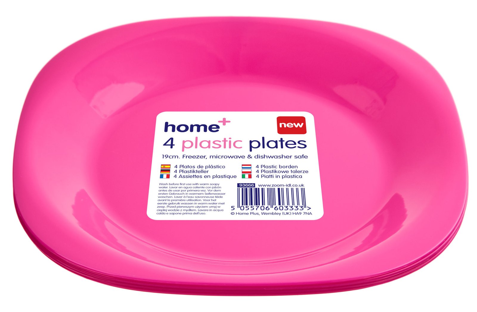 H+ 4pk 19cm Plastic Plates – Mixed Colours - Image 3