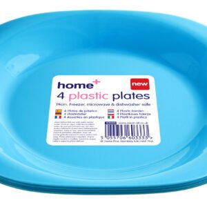 H+ 4pk 19cm Plastic Plates – Mixed Colours