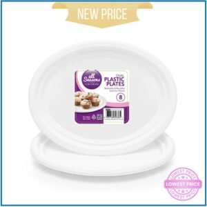 AS – 8pk Oval Plastic Plates (33 x 26 cm)