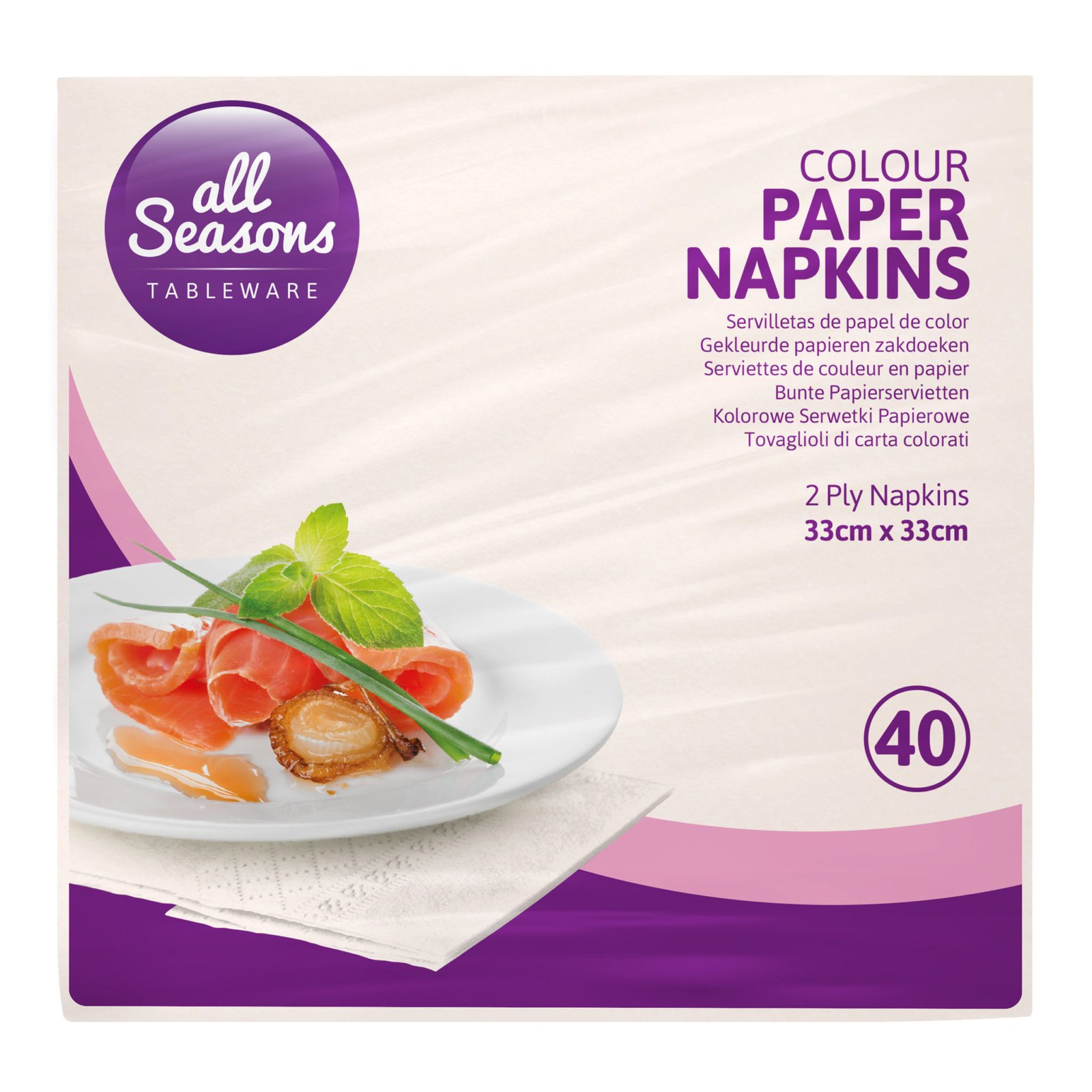 AS – 40pk Cream Paper Napkin 33cm x 33cm – 2 Ply - Image 2