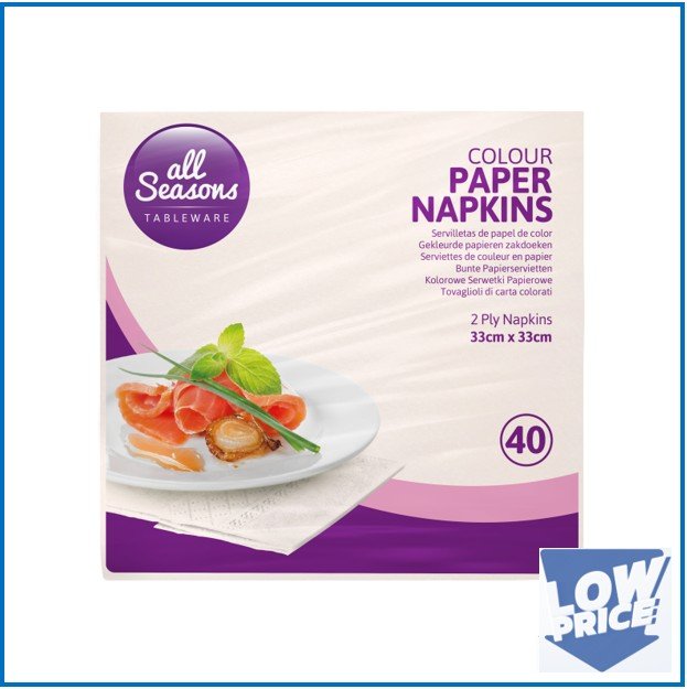 AS – 40pk Cream Paper Napkin 33cm x 33cm – 2 Ply