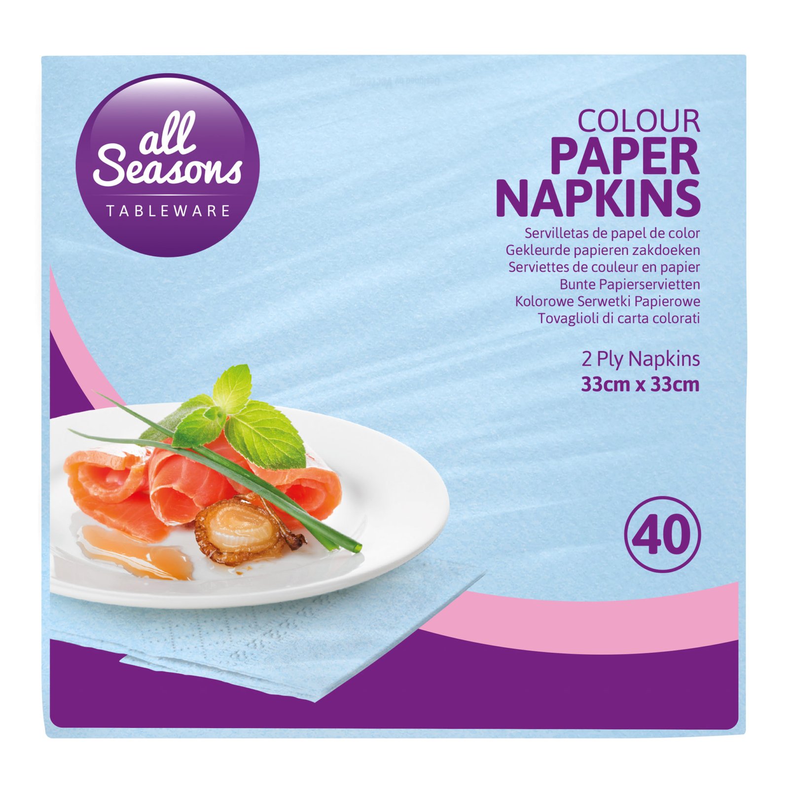 AS – 40pk Blue Paper Napkins – 33 x 33cm – 2ply - Image 2