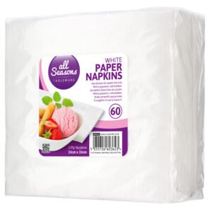AS – 60pk White Paper Napkins 33×33 cm – 2 ply