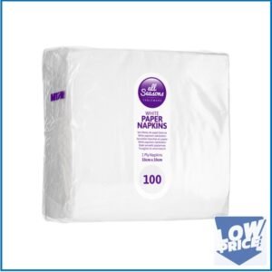 AS – 100pk White Paper Napkins 33x33cm 1 ply