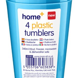 H+ 4pk12cm Plastic Tumbler – Mixed Colours