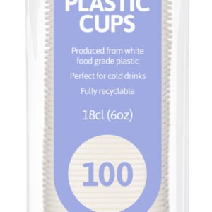AS – 100PK White Plastic Cups 180ml