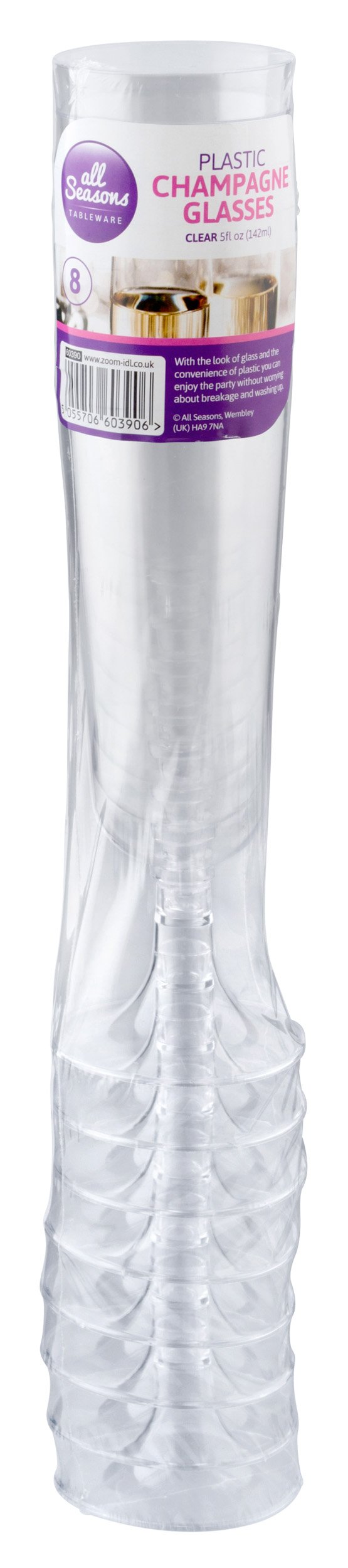 AS – 8pk Clear Plastic Champagne Glasses - Image 2