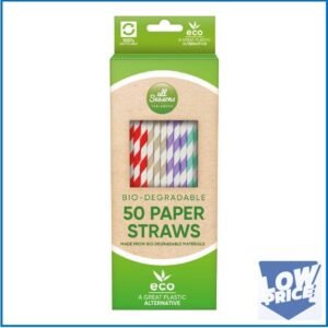 AS – 50 PK Striped Paper Straws – (Biodegradable)