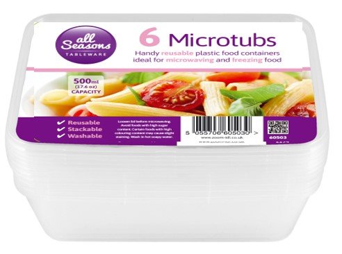 AS – 6pk x 500ml Microwave Disposable Containers