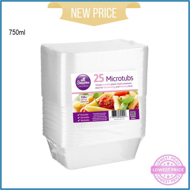 AS- 25pk x 750ml Microwave Disposable Containers