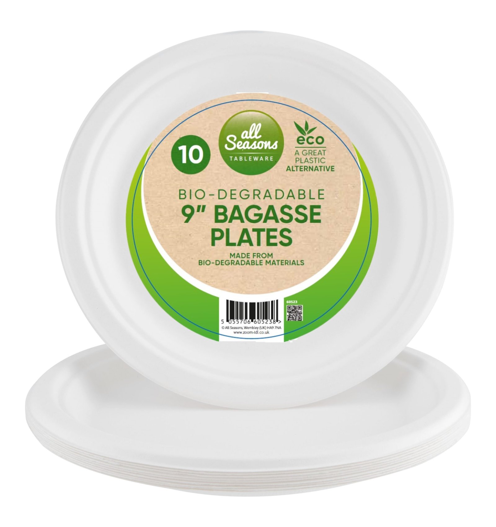 AS – 10pk Bagasse Plates – 9 inch