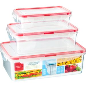 K- 3pk Rect Click Close Contnr 500ml,1.1ltr,1.8ltr