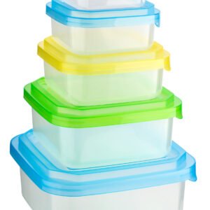 5pk Square Storage Boxes with Coloured lids – Nest