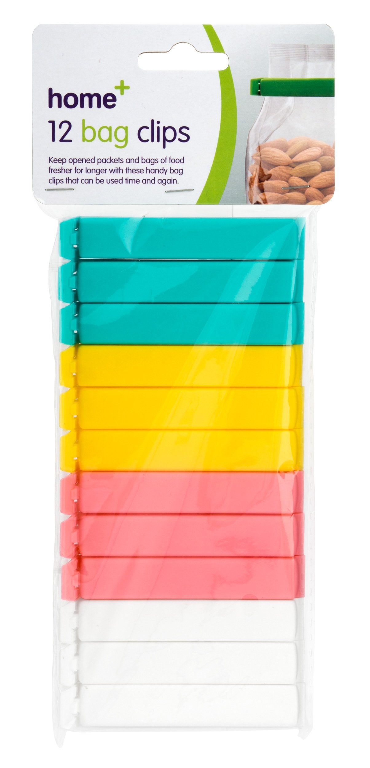 H+ 12pc Bag Clips – Green Yellow Pink White