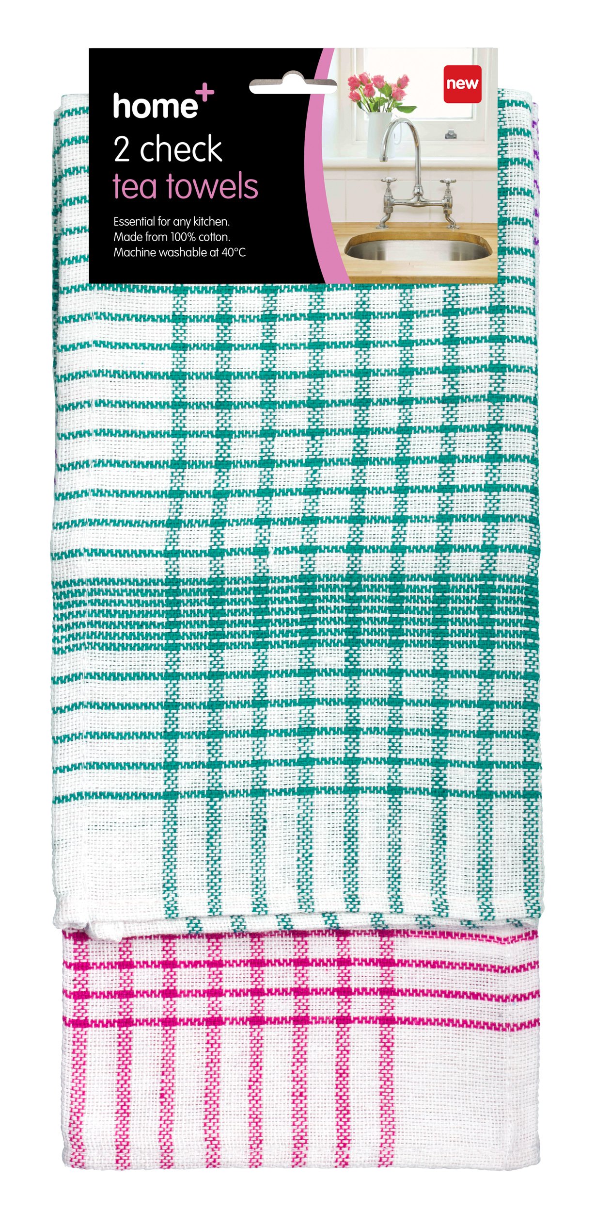 H+ 2 PK Check Tea Towels