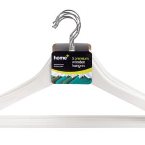 H+ 5 Premium White Wooden Hangers