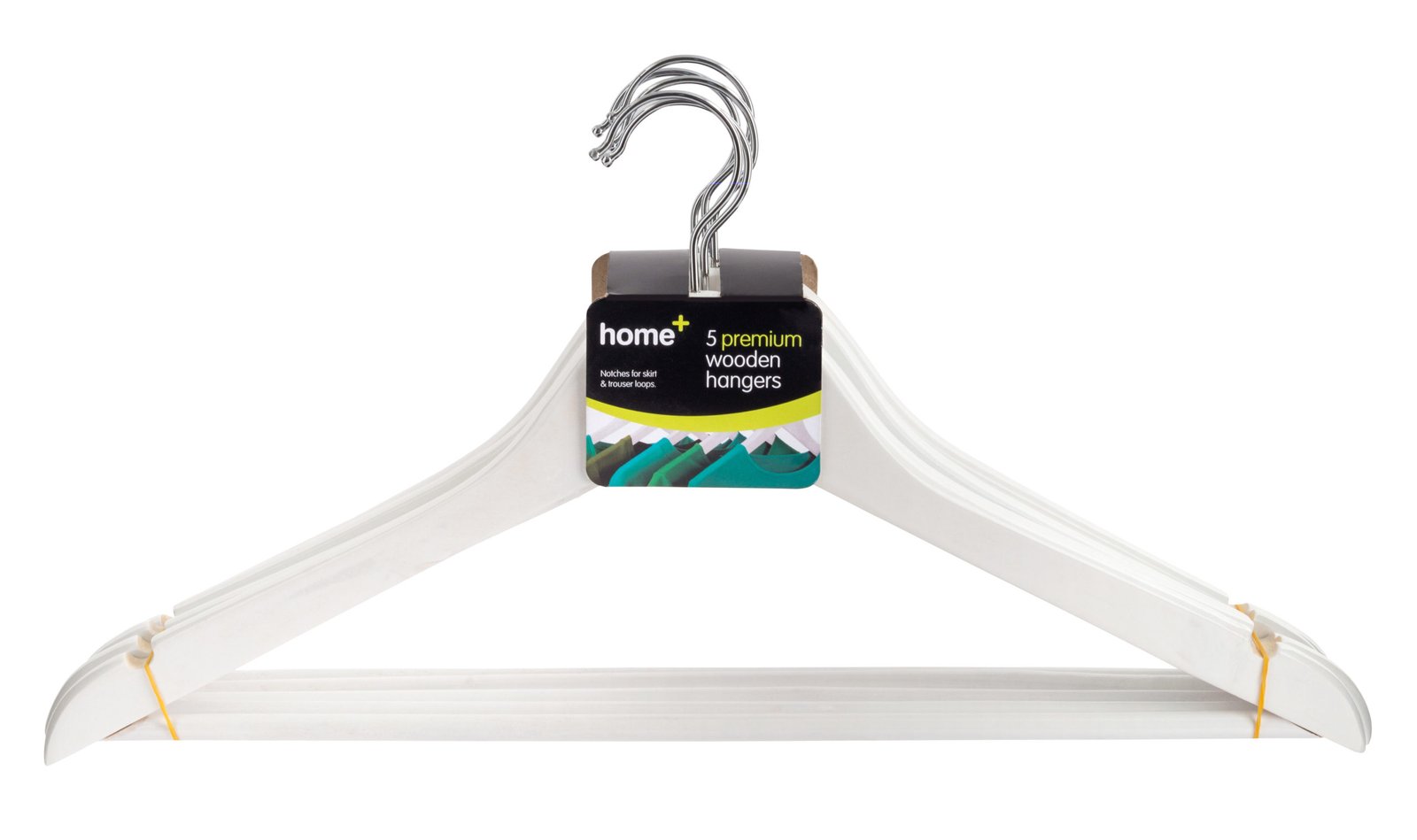 H+ 5 Premium White Wooden Hangers