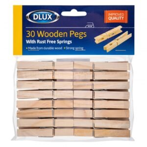 DL – 30 Wooden Pegs – Rust-free Springs