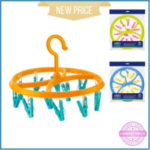 DL- 12 peg Round Clothes hanger – 3 Assorted Cols