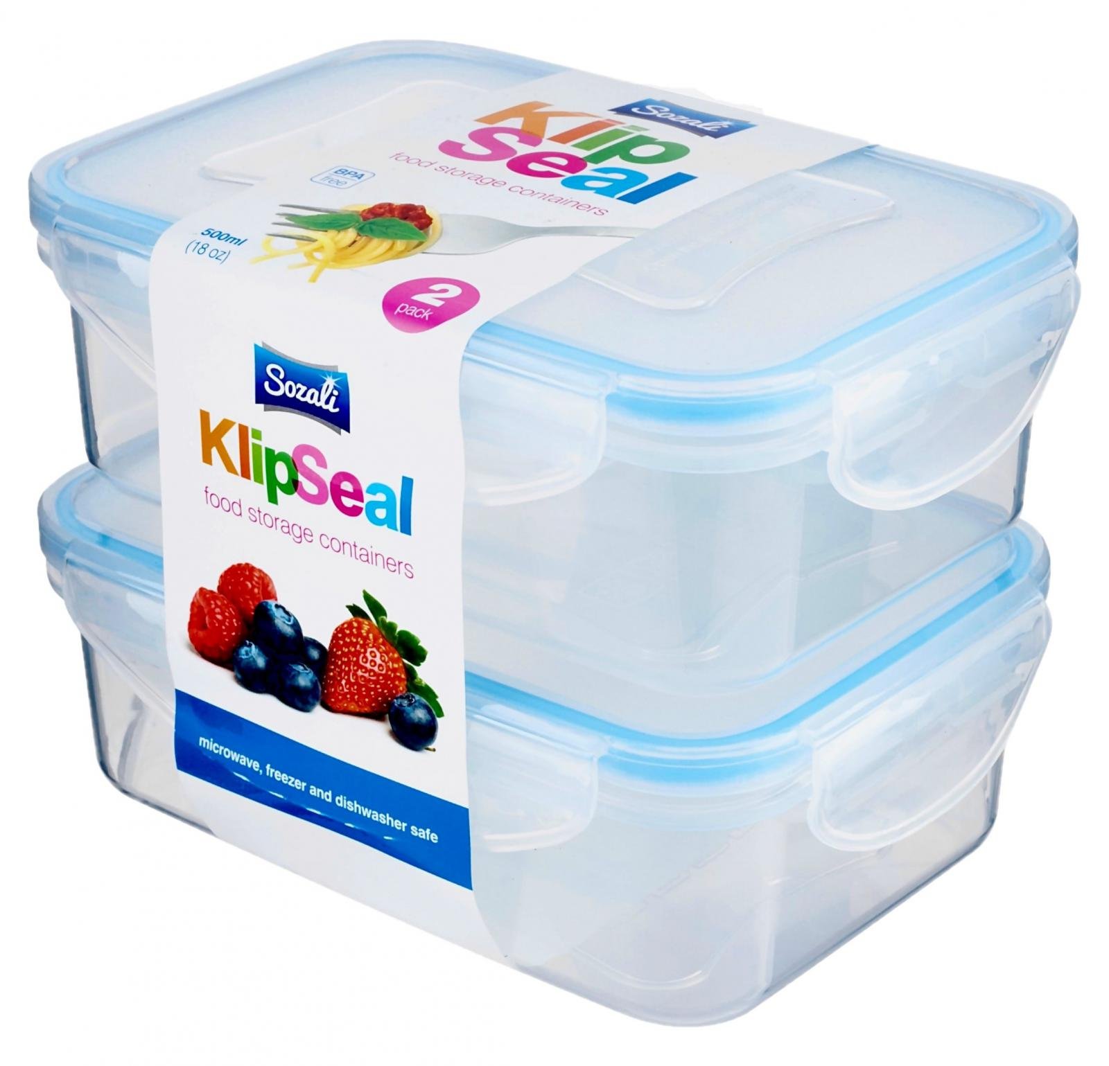 SZ – 2pk 500ml Rectanglar KlipSeal Container