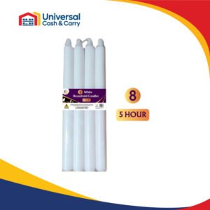 8Pk White Household Candles
