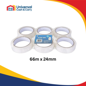 6pc 66m x 24mm Clear Tape