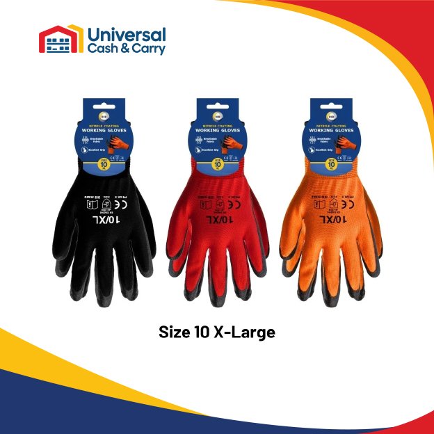 Size 10 Nitrile Coated Gloves - xl