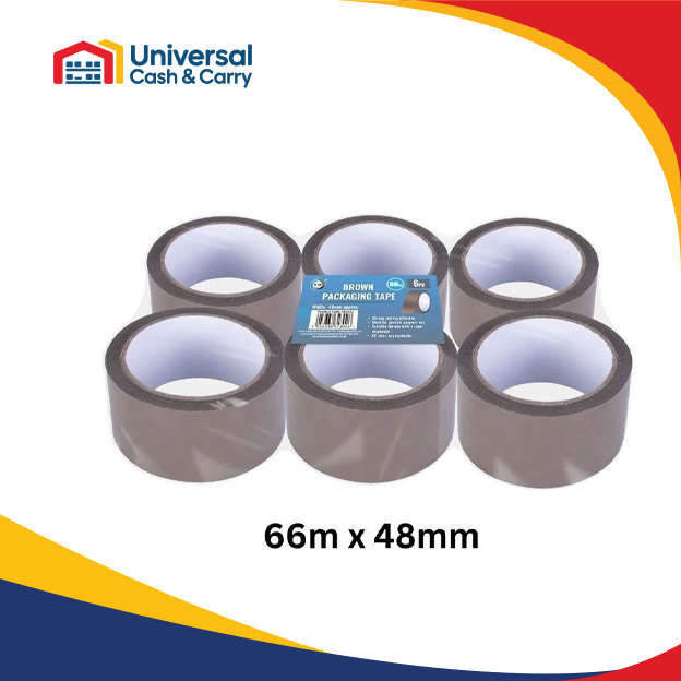 6pc 66m x 48mm Brown Packaging Tape