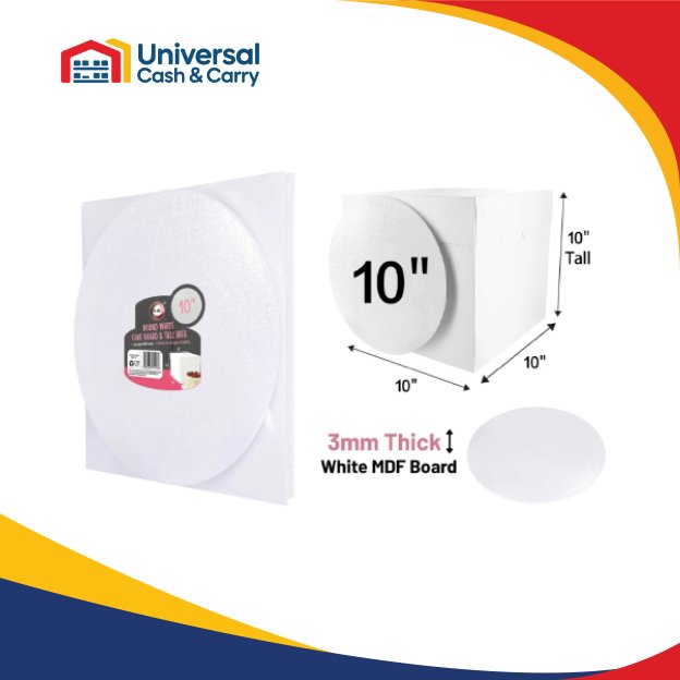 10" Round White Cake Board & Tall Box