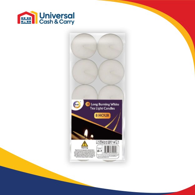 10 Long Burning White Tea Light Candles
