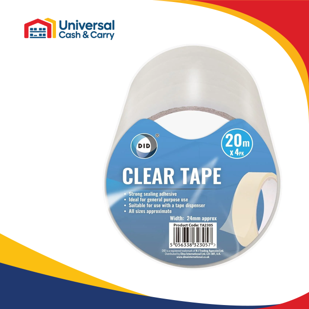 4pc 20m x 24mm Clear Tape