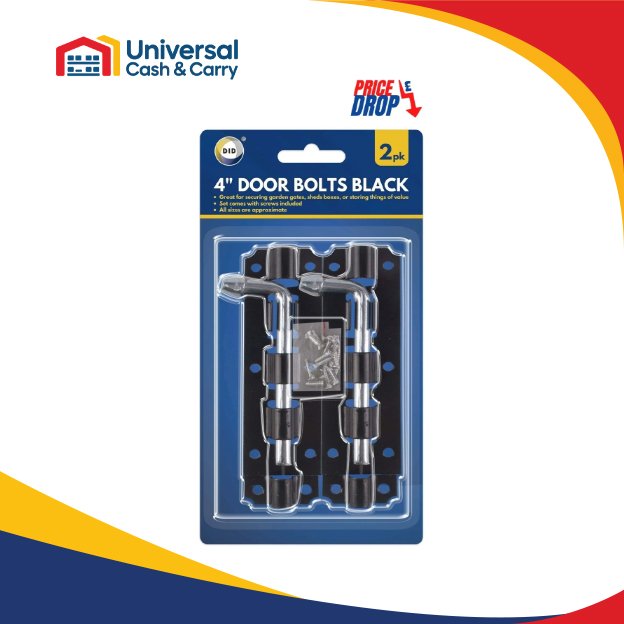 2pc 4"Door Bolts Blac
