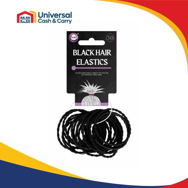 30Pk Black Hair Elastics