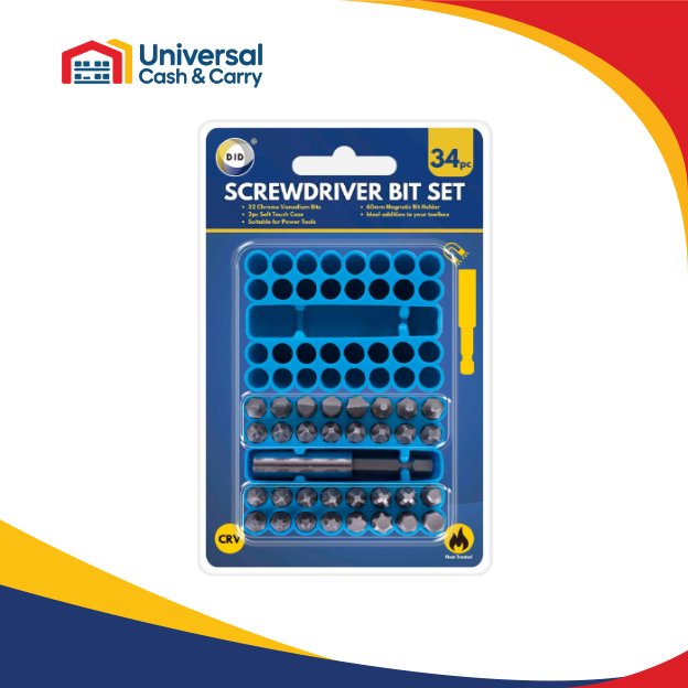 34pc Crv Screwdriver Bit Set