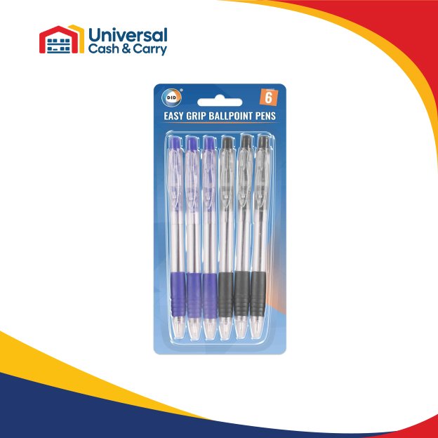 6Pk Easy Grip Ball Point Pens