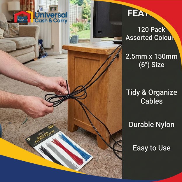 120Pk 150mm x 2.5mm Cable Ties - Assorted Colours - Image 2