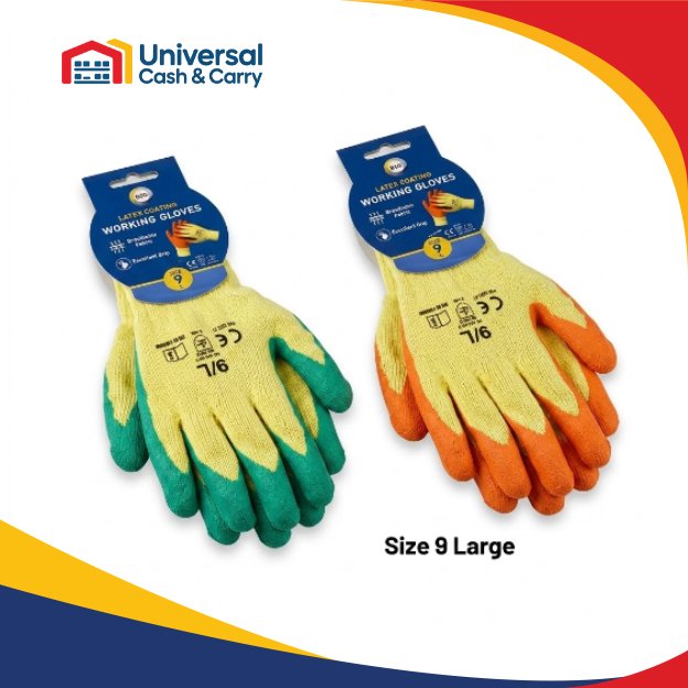 Size 9 Latex Coated Gloves - L - Image 2