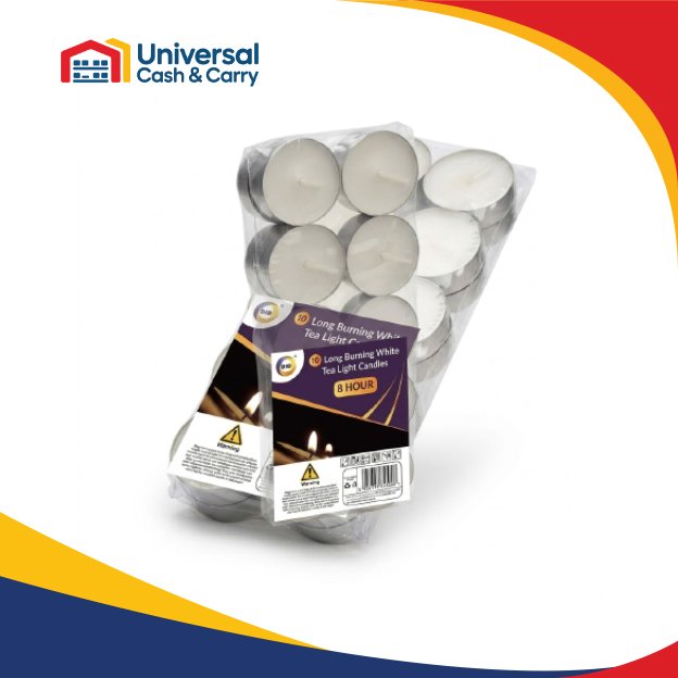 10 Long Burning White Tea Light Candles - Image 2