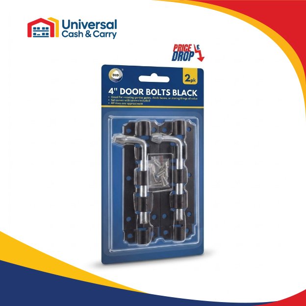2pc 4"Door Bolts Blac - Image 2
