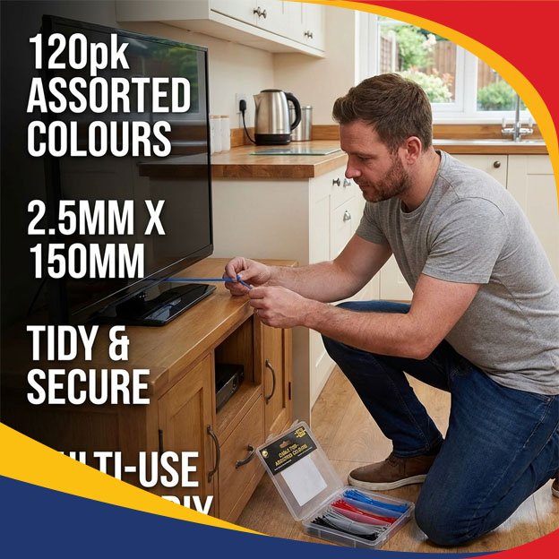 120Pk 150mm x 2.5mm Cable Ties - Assorted Colours - Image 3