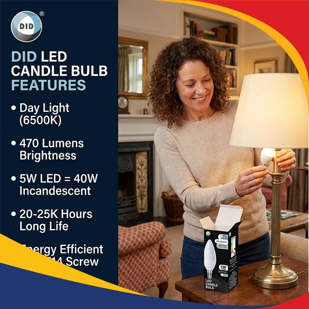 Day Light Led Candle Bulb 5W C37/E14 - Image 3