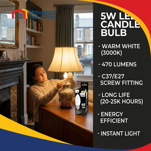 Warm White Led Candle Bulb 5W C37/E27 - Image 3