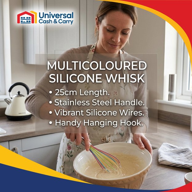 25cm Multicoloured Silicone Whisk - Image 3